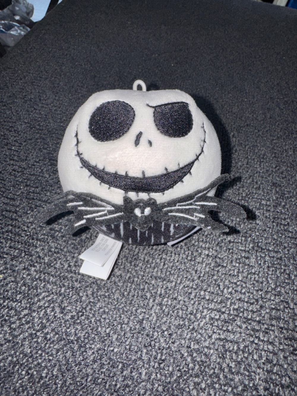 Hallmark Jack Skellington Plush Fluffball Halloween Ornament Black & White